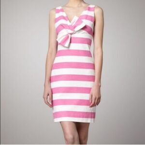 Kate Spade Pink White Striped Bow Dress Size 6 Preppy Cute Classic Party